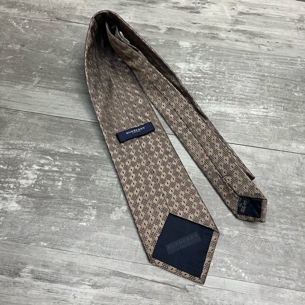 Burberry Taupe w/ Navy Check Silk Tie - Picture 3 of 6